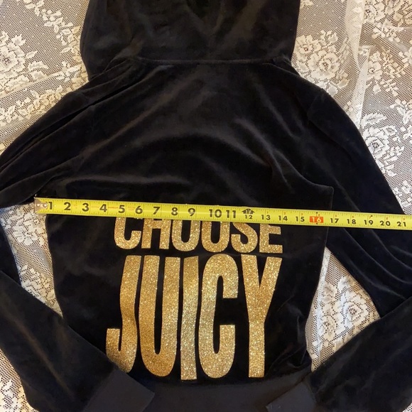 Y2K Juicy Couture Black VELOUR Tracksuit Set CHOOSE JUICY GOLD BLING - Picture 10 of 17